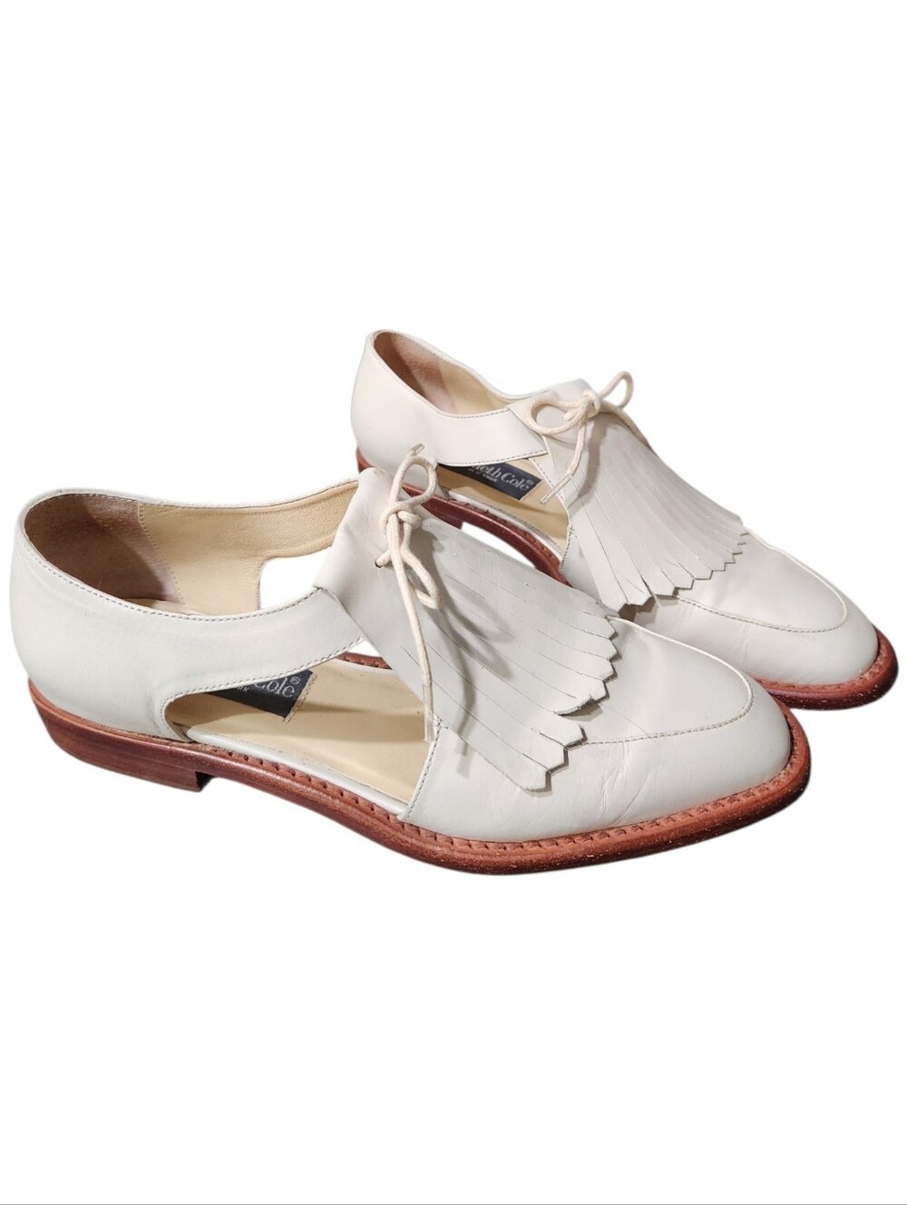 Vintage Kenneth Cole "Godfather" White Leather Kiltie Lace-Up Loafer Size 6.5